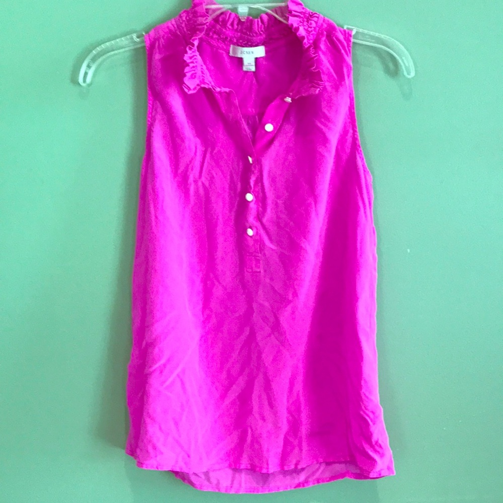 J Crew hot pink button up blouse -like new